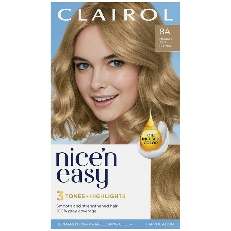 Clairol Clairol Nice N Easy Permanent Hair Color 8A Medium Ash Blonde Hair Color White Smoke