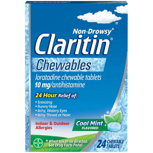 Claritin Claritin 24-Hour Non-Drowsy Allergy Relief - Cool Mint Chewables, 24 ct Medicine & Drugs Dark Cyan