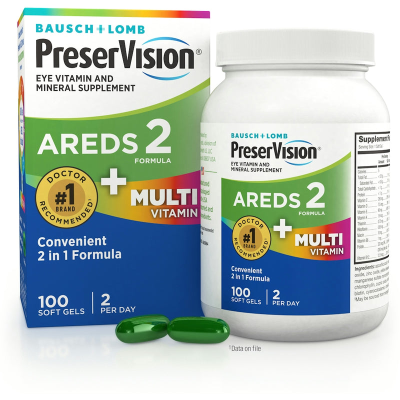 PreserVision PreserVision AREDS 2 Formula + MultiVitamin Vitamin & Mineral Supplement 100 Ct Soft Gels Vitamins & Supplements White Smoke
