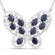 Bids.com 2.16 Carat Genuine Blue Sapphire and White Zircon .925 Sterling Silver Necklace Necklaces White Smoke