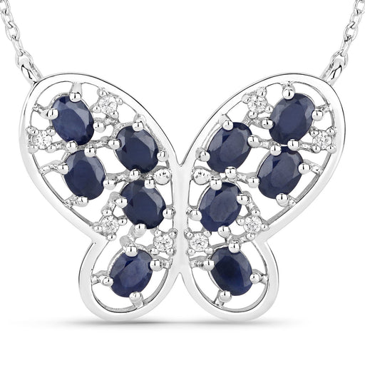 Bids.com 2.16 Carat Genuine Blue Sapphire and White Zircon .925 Sterling Silver Necklace Necklaces White Smoke