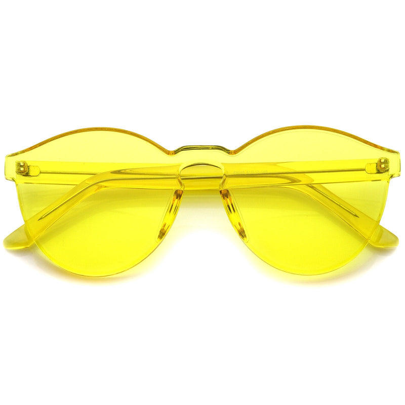 zeroUV Mono Block Rimless PC Color Tone Lens Sunglasses A555 Sunglasses White Smoke Yellow