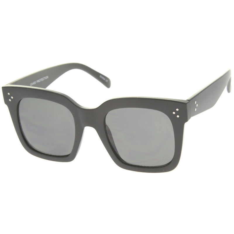 zeroUV Bold Oversize Horned Rim Flat Lens Sunglasses A101 Sunglasses White Smoke Matte Black Smoke,Shiny Tortoise Amber,Shiny Black Lavender,Creme Brown,Shiny Brown Brown,Blue Blue,Red Clear Tinted,White Green,Shiny Black Smoke