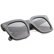 zeroUV Bold Oversize Horned Rim Flat Lens Sunglasses A101 Sunglasses White Smoke Matte Black Smoke,Shiny Tortoise Amber,Shiny Black Lavender,Creme Brown,Shiny Brown Brown,Blue Blue,Red Clear Tinted,White Green,Shiny Black Smoke