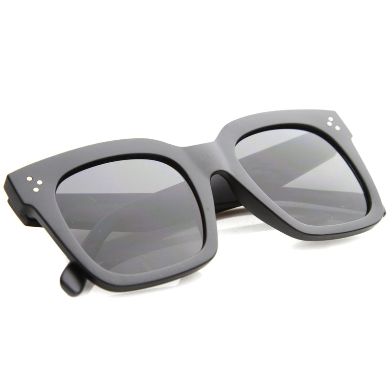 zeroUV Bold Oversize Horned Rim Flat Lens Sunglasses A101 Sunglasses White Smoke Matte Black Smoke,Shiny Tortoise Amber,Shiny Black Lavender,Creme Brown,Shiny Brown Brown,Blue Blue,Red Clear Tinted,White Green,Shiny Black Smoke