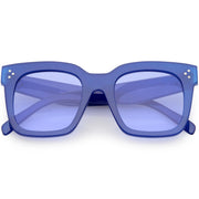 zeroUV Bold Oversize Horned Rim Flat Lens Sunglasses A101 Sunglasses Steel Blue Blue Blue