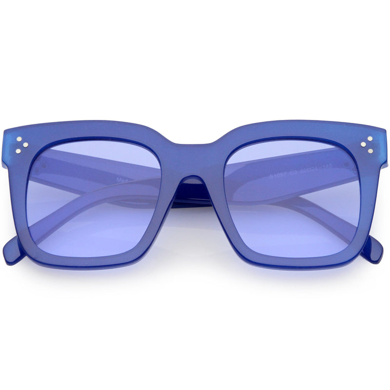 zeroUV Bold Oversize Horned Rim Flat Lens Sunglasses A101 Sunglasses Steel Blue Blue Blue