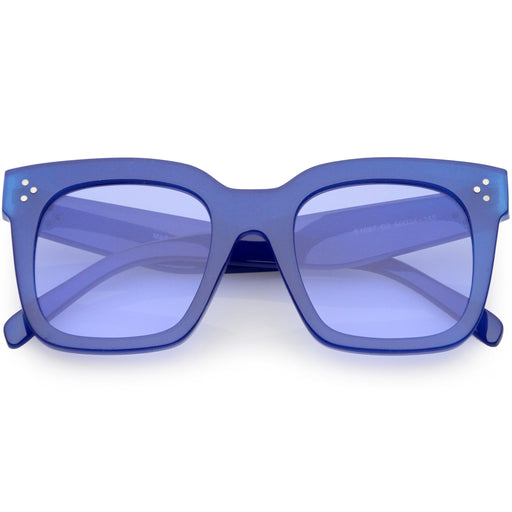 zeroUV Bold Oversize Horned Rim Flat Lens Sunglasses A101 Sunglasses Steel Blue Blue Blue