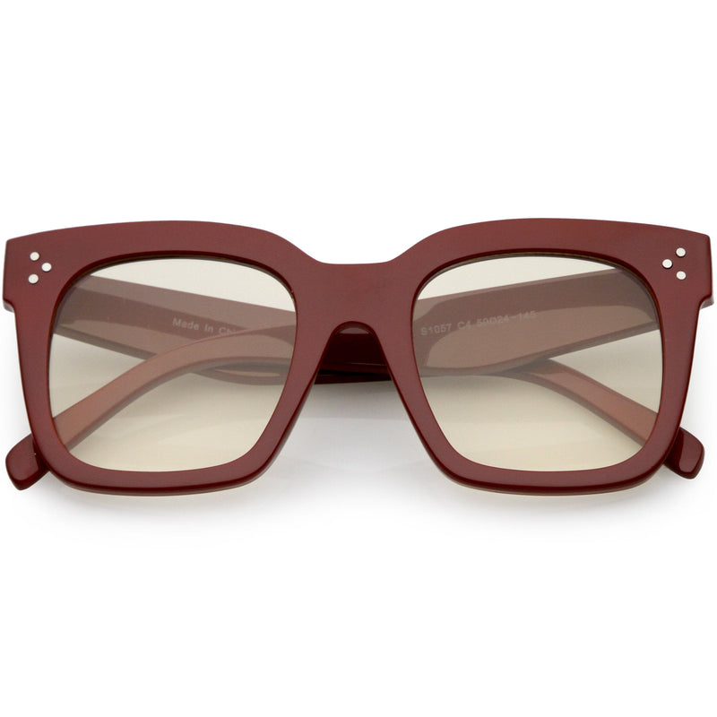 zeroUV Bold Oversize Horned Rim Flat Lens Sunglasses A101 Sunglasses White Smoke Red Clear Tinted