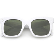 zeroUV Bold Oversize Horned Rim Flat Lens Sunglasses A101 Sunglasses White Smoke White Green