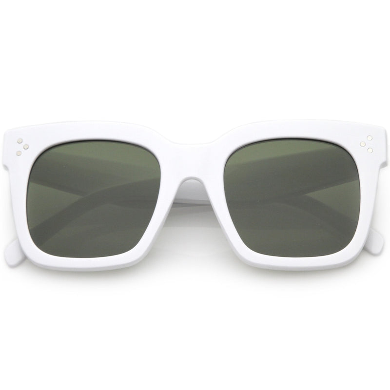 zeroUV Bold Oversize Horned Rim Flat Lens Sunglasses A101 Sunglasses White Smoke White Green