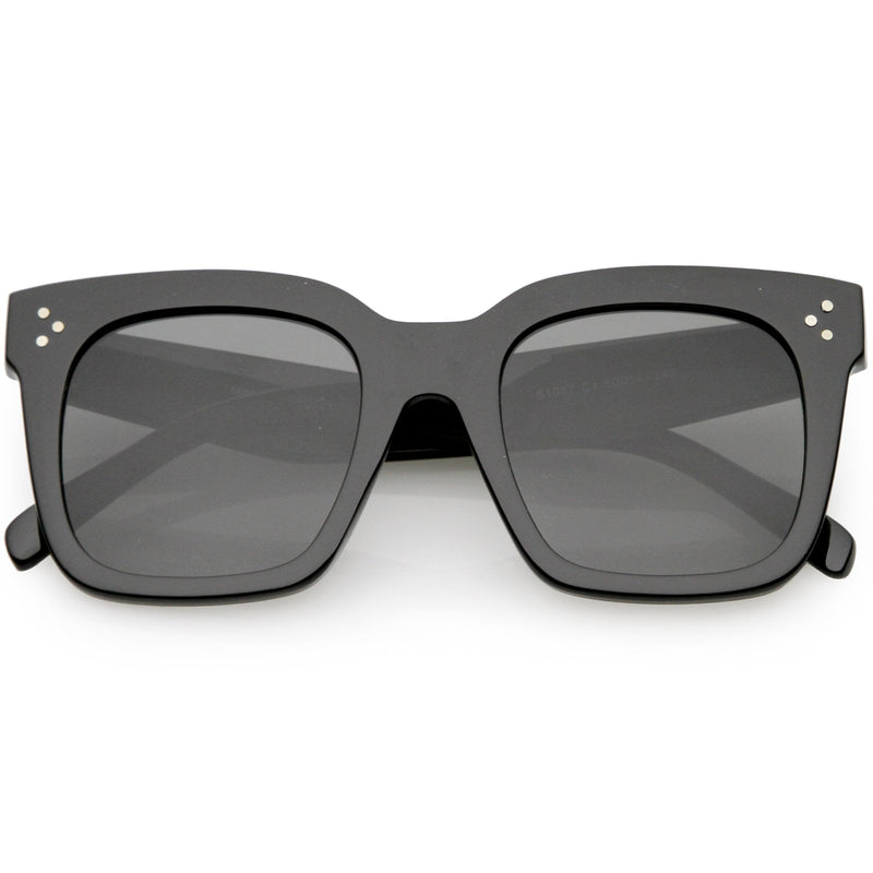 zeroUV Bold Oversize Horned Rim Flat Lens Sunglasses A101 Sunglasses Dim Gray Shiny Black Smoke