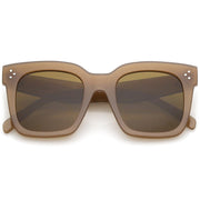 zeroUV Bold Oversize Horned Rim Flat Lens Sunglasses A101 Sunglasses Dark Olive Green Matte Black Smoke,Shiny Tortoise Amber,Shiny Black Lavender,Creme Brown,Shiny Brown Brown,Blue Blue,Red Clear Tinted,White Green,Shiny Black Smoke
