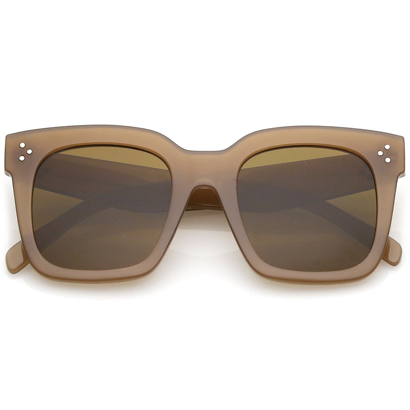zeroUV Bold Oversize Horned Rim Flat Lens Sunglasses A101 Sunglasses Dark Olive Green Matte Black Smoke,Shiny Tortoise Amber,Shiny Black Lavender,Creme Brown,Shiny Brown Brown,Blue Blue,Red Clear Tinted,White Green,Shiny Black Smoke