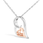 Bids.com 14K Rose Gold Plated Sterling Silver Diamond Accent Mom Heart Pendant Necklace Necklaces White Smoke WhiteRose.Sterling Silver / 18