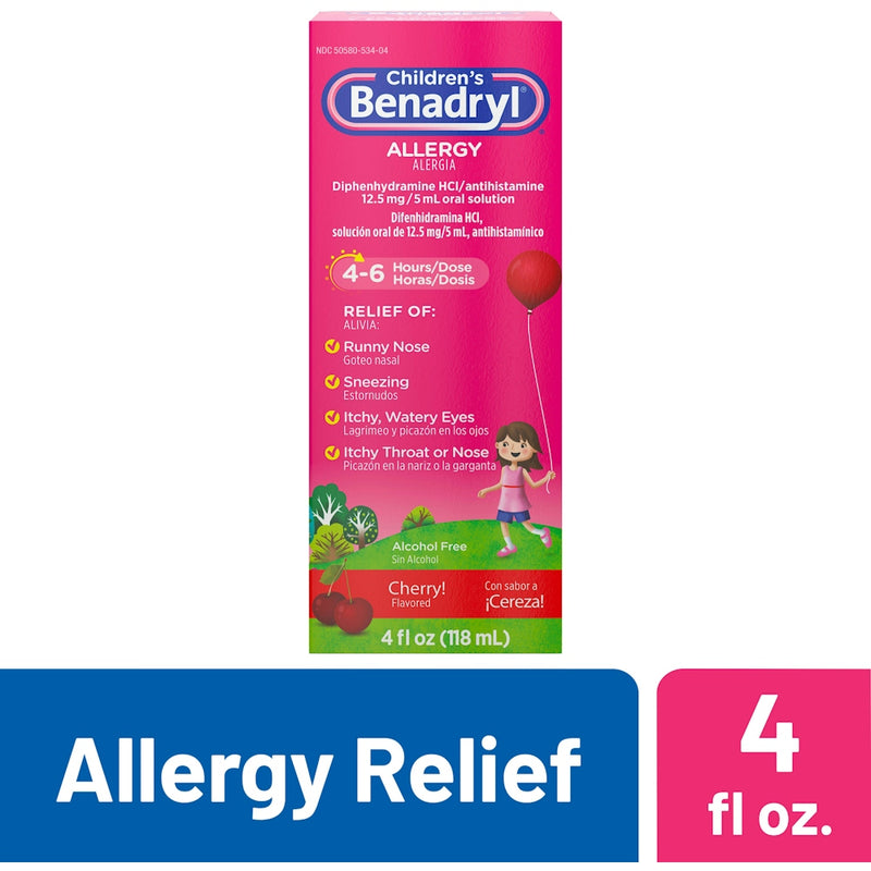 Children's Benadryl Benadryl  Children's  Allergy Relief Liquid Cherry 4 Oz Health & Beauty White Smoke