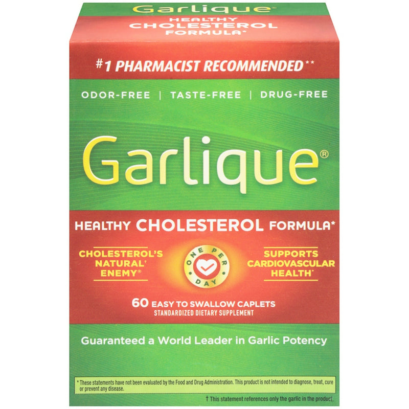 Garlique Garlique Healthy Cholesterol Formula - Drug-Free Caplets, 60 Count Vitamins & Supplements Medium Sea Green