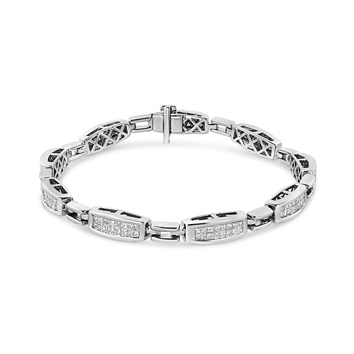 Bids.com 14K White Gold 2.00 Cttw Invisble-Set Princess Diamond Link Bracelet (I1-I2 Clarity, I-J Color) - 7.25" Bracelets White Smoke White.Gold / 7.25