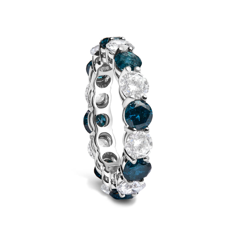 Bids.com 14K White Gold 6 1/4 Cttw Alternating Lab-Grown White and Natural Treated Blue Diamond Eternity Band Ring (F-G Color, VS1-VS2 Clarity) Rings White Smoke 7.5 / White.Gold,7 / White.Gold,9 / White.Gold,6 / White.Gold,8 / White.Gold,6.5 / White.Gold,8.5 / White.Gold