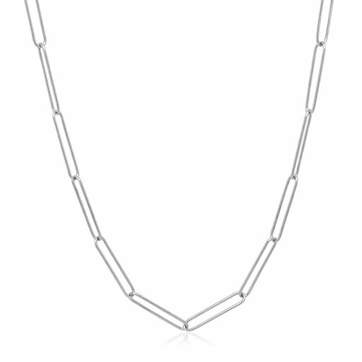 Bids.com 14k White Gold Wire Paperclip Chain (2.7mm) Necklaces White Smoke 18 / White Gold,24 / White Gold