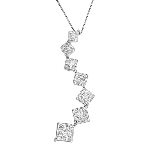 Bids.com 10K White Gold 1 cttw Diamond Snake Curved Pendant Necklace (H-I, I1-I2) Necklaces White Smoke White.Gold / 18