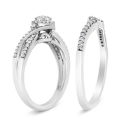Bids.com .925 Sterling Silver 1/3 Cttw Composite Diamond Frame Bypass Bridal Set Ring and Band (I-J Color, I2-I3 Clarity) - Ring Size 7 Rings White Smoke 7 / White.Sterling Silver,9 / White.Sterling Silver,6 / White.Sterling Silver,8 / White.Sterling Silver,5 / White.Sterling Silver,10 / White.Sterling Silver,11 / White.Sterling Silver,12 / White.Sterling Silver,4 / White.Sterling Silver,13 / White.Sterlin