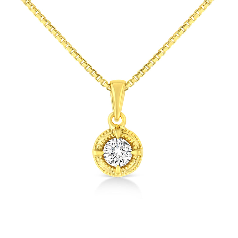 Bids.com 14K Yellow Gold Plated .925 Sterling Silver 1/2 Cttw Brilliant Round Cut Diamond Solitaire Milgrain 18" Pendant Necklace (K-L Color, I2-I3 Clarity) Necklaces White Smoke Yellow.Sterling Silver / 18 / 0.33,Yellow.Sterling Silver / 18 / 0.75,Yellow.Sterling Silver / 18 / 0.5,Yellow.Sterling Silver / 18 / 0.2