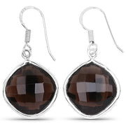 Bids.com 22.80 Carat Genuine Smoky Quartz .925 Sterling Silver Earrings Earrings White Smoke