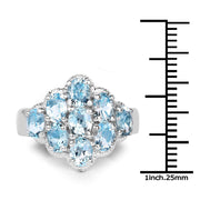 Bids.com 3.24 Carat Genuine Blue Topaz .925 Sterling Silver Ring Rings White Smoke size 7.00,size 7.50,size 6.00,size 8.00