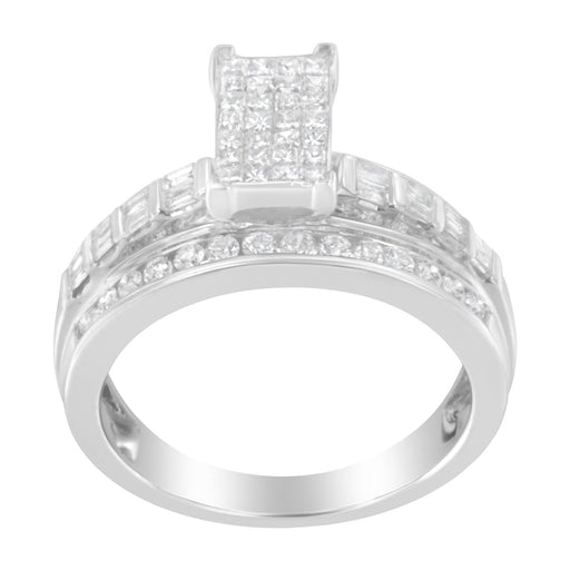Bids.com 14K White Gold 1.0 Cttw Mixed-Cut Diamond Rectangle Invisible-Set Composite Cluster Ring with Bar- and Channel-Set Band (H-I Color, SI2-I1 Clarity) - Size 7 Rings White Smoke 7.25 / 14k White Gold,7 / White.Gold