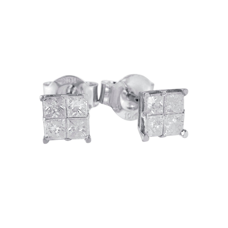 Bids.com 10k White Gold Diamond Stud Earrings (0.60 cttw, I-J Color, I2-I3 Clarity) Earrings White Smoke White.Gold / 0.6