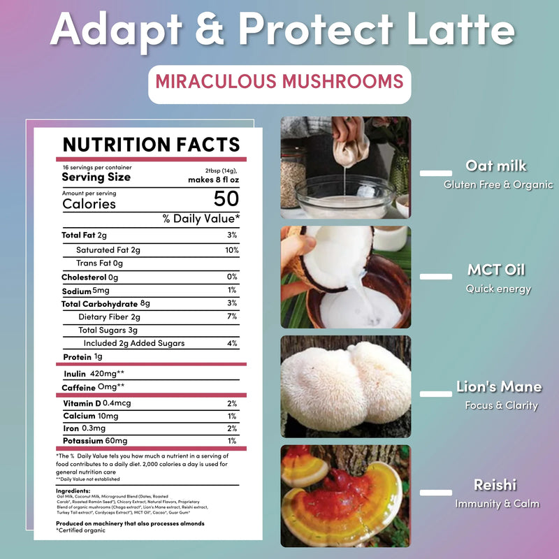 Teeccino Miraculous Mushrooms® Adapt & Protect Instant Herbal Latte Instant Latte Dark Gray Instant Latte