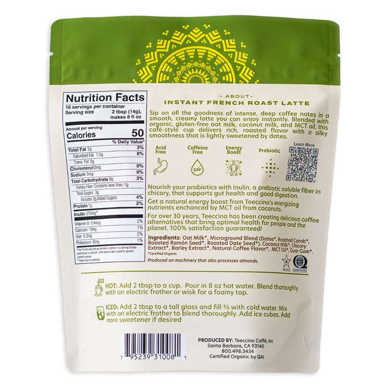 Teeccino Instant French Roast Herbal Latte Instant Latte Lavender Latte