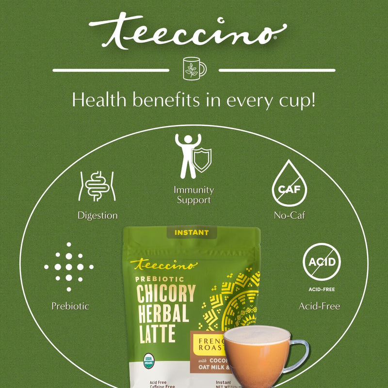 Teeccino Instant French Roast Herbal Latte Instant Latte Dark Olive Green Latte