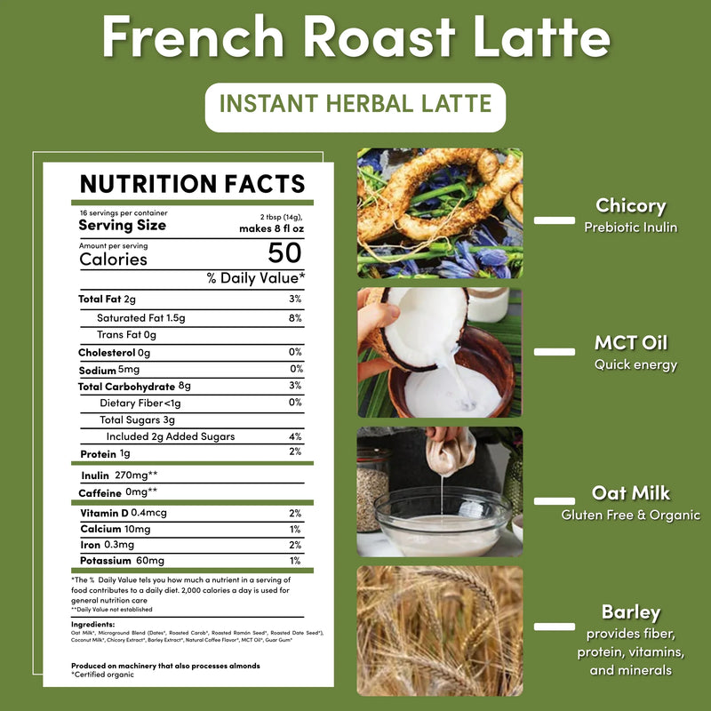 Teeccino Instant French Roast Herbal Latte Instant Latte Olive Drab Latte