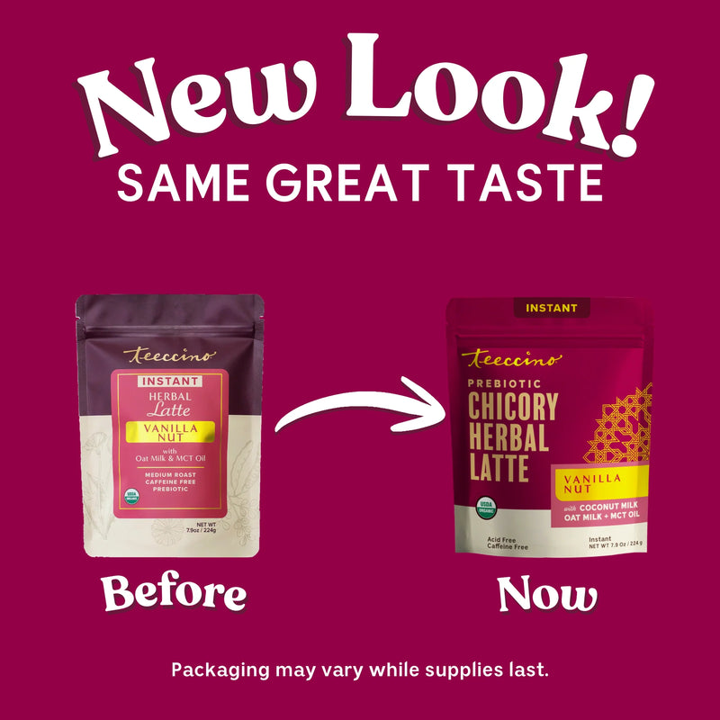 Teeccino Instant Vanilla Nut Herbal Latte Instant Latte Brown Instant Latte
