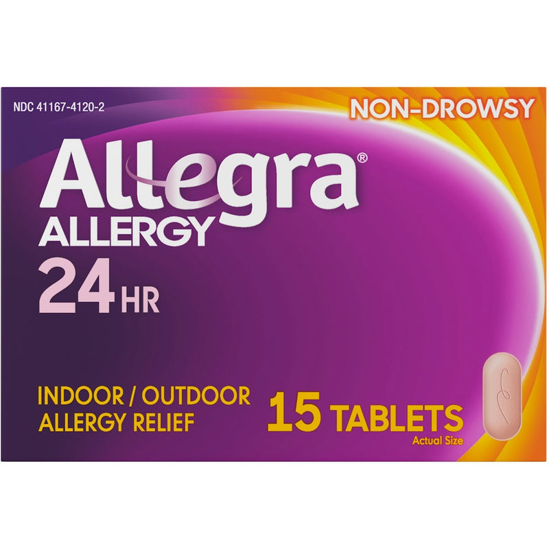 Allegra Allegra Adult Non-Drowsy Allergy Relief, 24 Hour (180mg), 15 Tablets Medicine & Drugs Dark Magenta