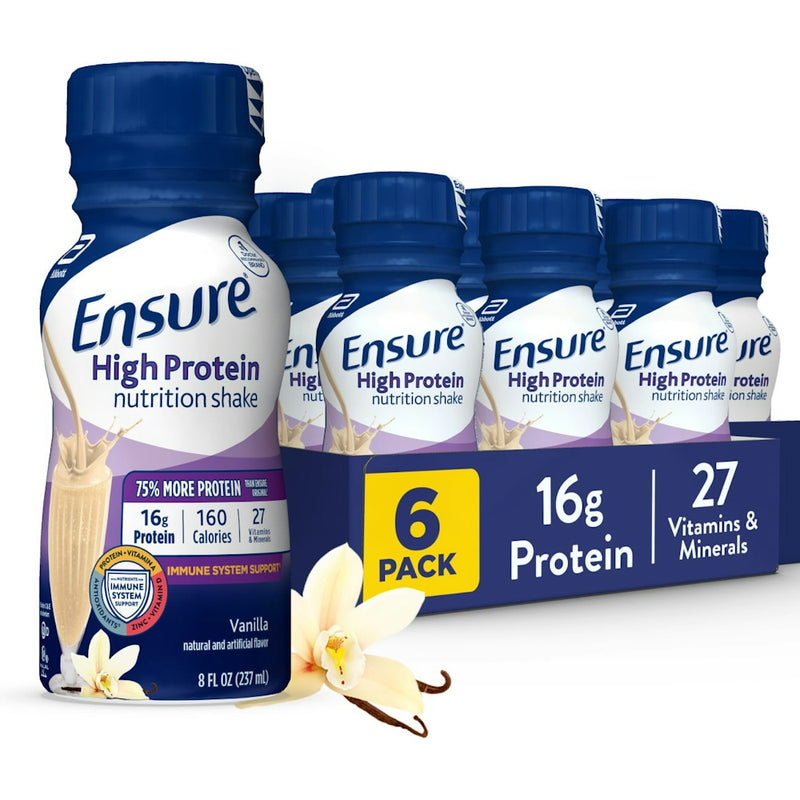 Ensure Ensure High Protein Shake, Vanilla – 16g Protein – 8 fl oz, 6 Count Fitness & Nutrition White Smoke
