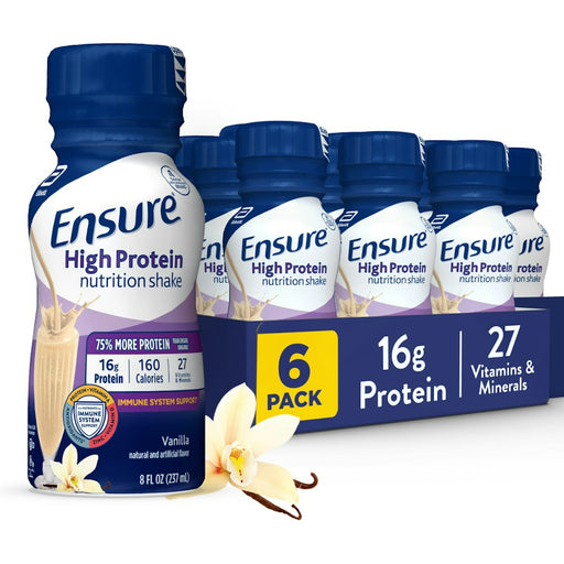 Ensure Ensure High Protein Shake, Vanilla – 16g Protein – 8 fl oz, 6 Count Fitness & Nutrition White Smoke