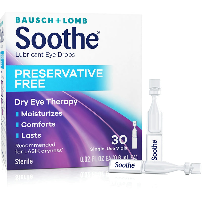Soothe Soothe Bausch + Lomb Preservative Free Lubricant Eye Drops 30 0.02 Fl Oz Bottles Health & Beauty White Smoke