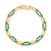 Bids.com 14k Yellow Gold Malachite Paperclip Gem Link Bracelet (7.00 mm) Bracelets White Smoke 7.5 / Yellow Gold