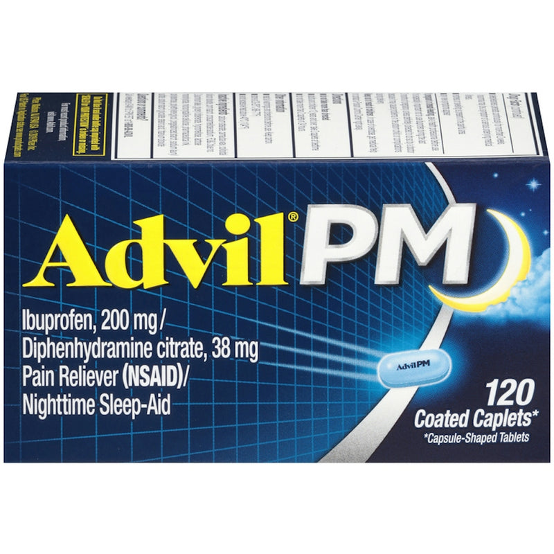 Advil Advil Pm Pain Reliever/Nighttime Sleep -Aid Caplets 120 Ct Health & Beauty Midnight Blue