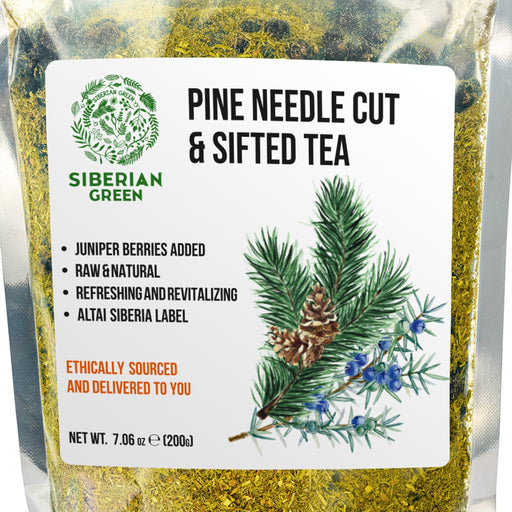 SiberianGreen.com White Pine Needle Tea Loose Powder with Juniper Berries 200g – 100% Natural & Organic from Siberian Green Tea & Infusions White Smoke