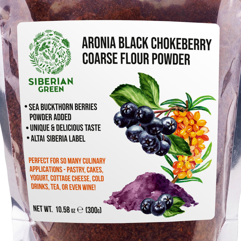 SiberianGreen.com Siberian Green - Black Aronia Berry & Sea Buckthorn Powder – 300g (10.58 oz) Tea & Infusions White Smoke