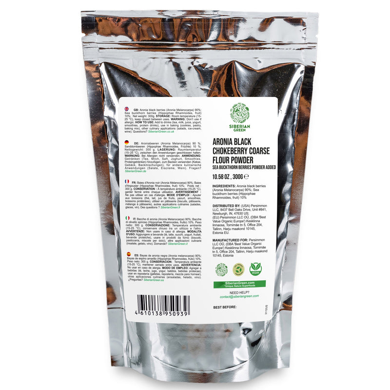 SiberianGreen.com Siberian Green - Black Aronia Berry & Sea Buckthorn Powder – 300g (10.58 oz) Tea & Infusions White Smoke