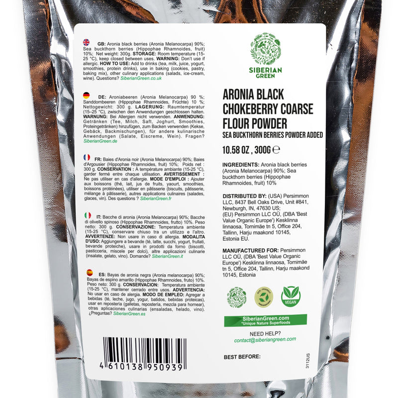 SiberianGreen.com Siberian Green - Black Aronia Berry & Sea Buckthorn Powder – 300g (10.58 oz) Tea & Infusions White Smoke
