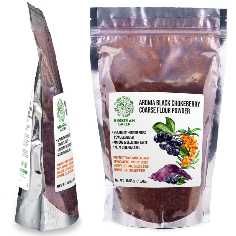 SiberianGreen.com Siberian Green - Black Aronia Berry & Sea Buckthorn Powder – 300g (10.58 oz) Tea & Infusions White Smoke