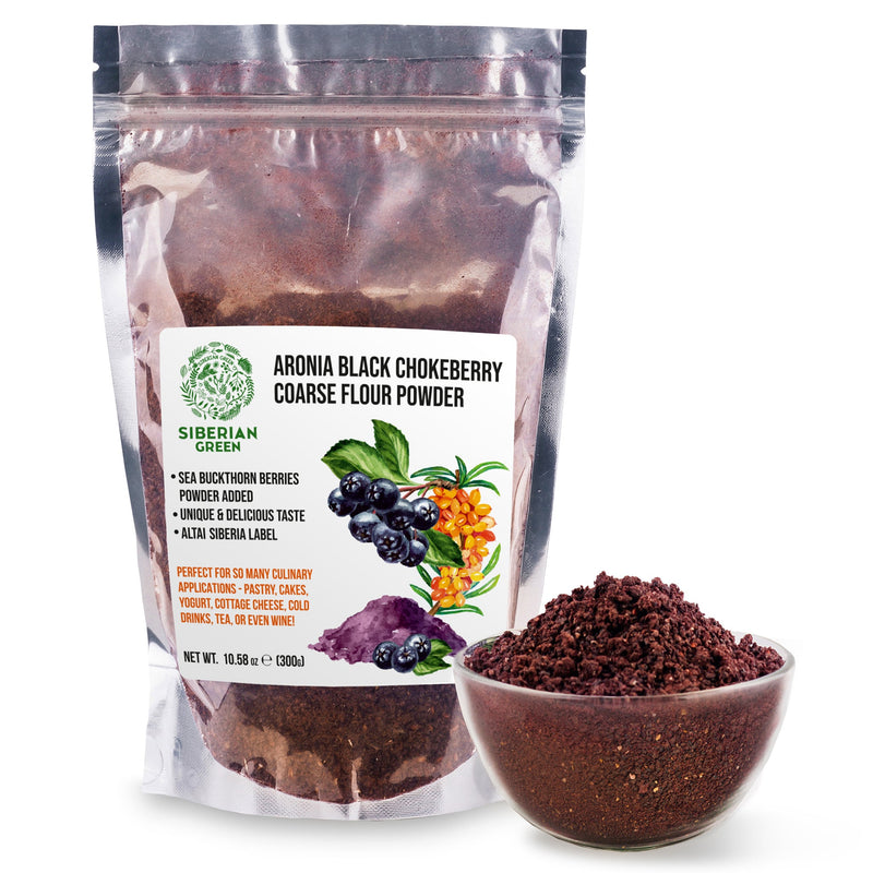 SiberianGreen.com Siberian Green - Black Aronia Berry & Sea Buckthorn Powder – 300g (10.58 oz) Tea & Infusions White Smoke