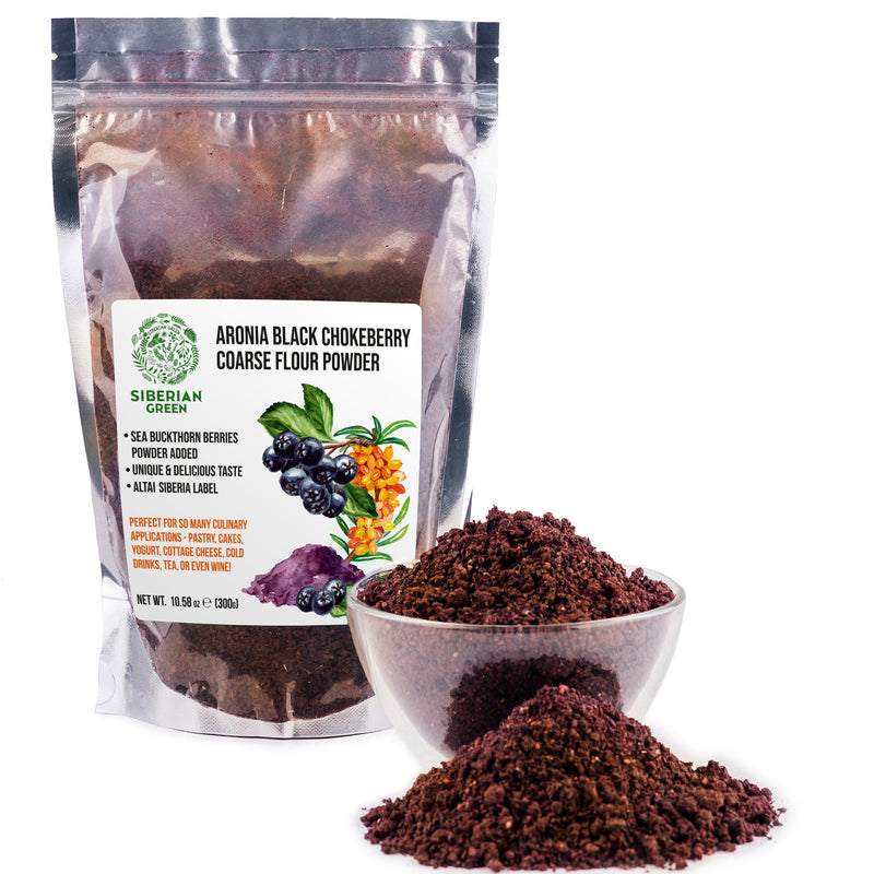 SiberianGreen.com Siberian Green - Black Aronia Berry & Sea Buckthorn Powder – 300g (10.58 oz) Tea & Infusions White Smoke