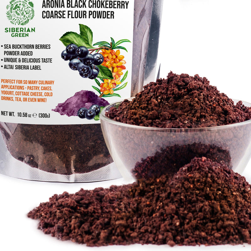 SiberianGreen.com Siberian Green - Black Aronia Berry & Sea Buckthorn Powder – 300g (10.58 oz) Tea & Infusions White Smoke